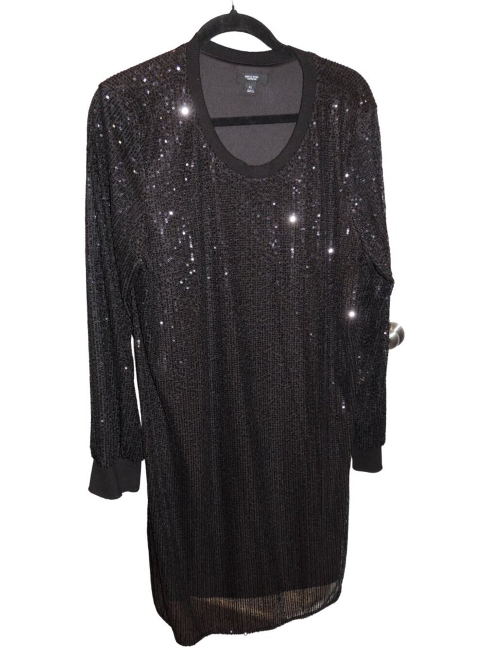 Simply Vera Vera Wang Black Sequin Long Sleeve Shift Dress